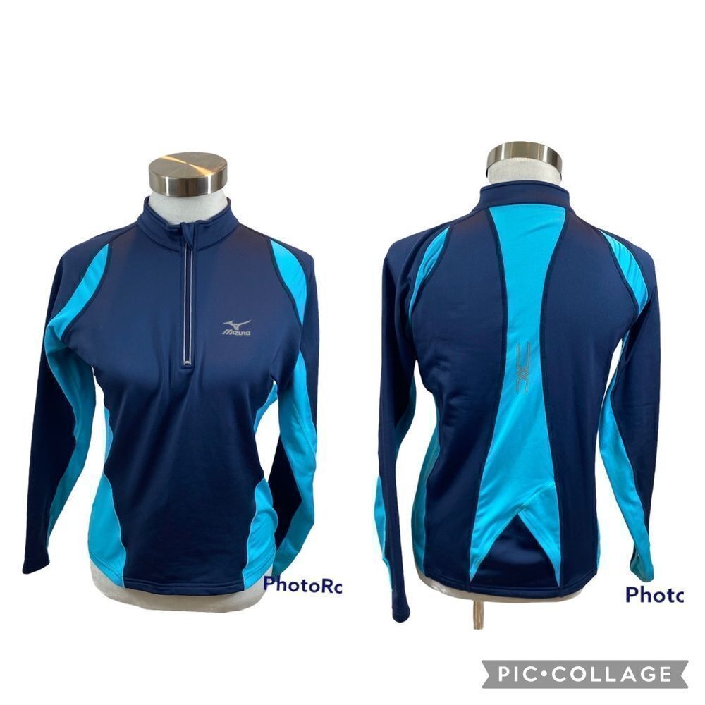 Ladies Mizuno Brand Blue Two Tone 1/4 Zipper Jacket Size Small